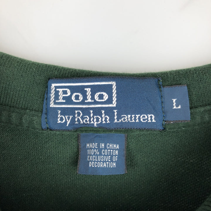 Ralph Lauren POLO by Ralph Lauren long sleeve polo shirt, men's size L cotton green type Vintage Second Hand