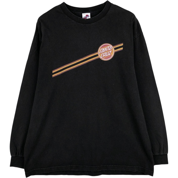 SANTA CRUZ Long-Sleeve T-Shirt, Surf/Skate Style, Men's Size XL (approx.) cotton black type Vintage Second Hand