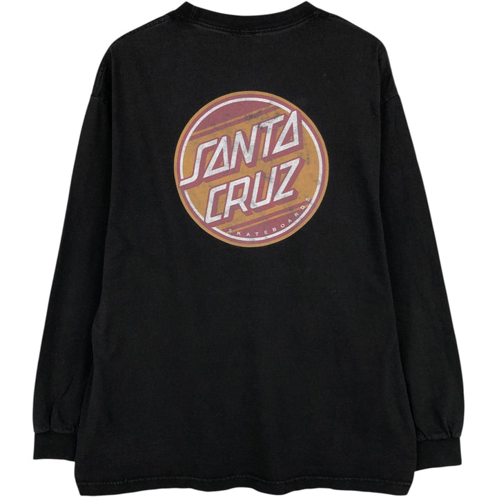 SANTA CRUZ Long-Sleeve T-Shirt, Surf/Skate Style, Men's Size XL (approx.) cotton black type Vintage Second Hand