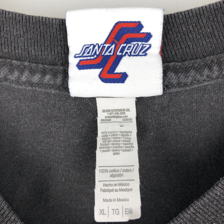 SANTA CRUZ Long-Sleeve T-Shirt, Surf/Skate Style, Men's Size XL (approx.) cotton black type Vintage Second Hand