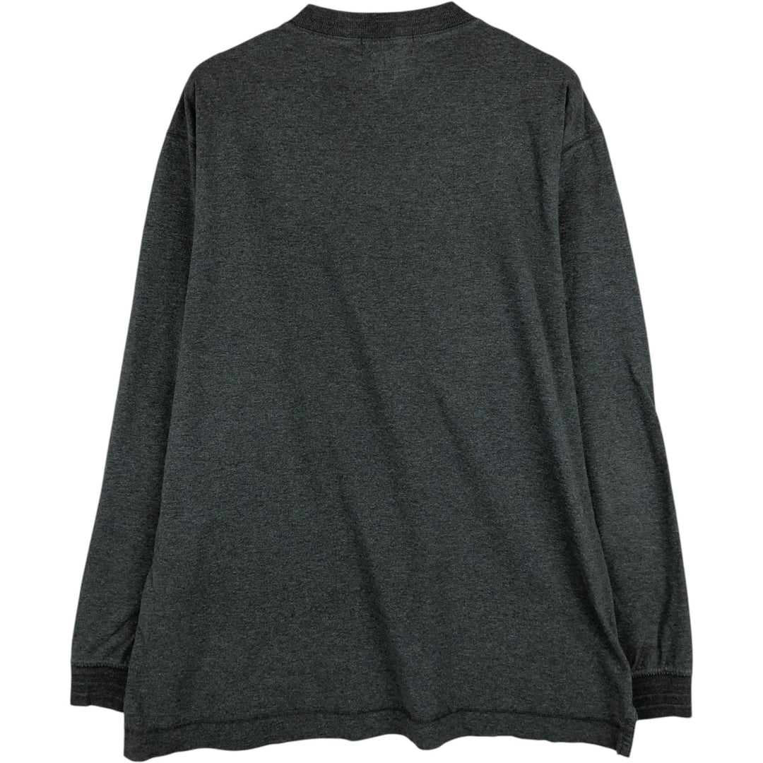 Eddie Bauer Henley Neck Long T-Shirt, Men's Size L cotton gray type Vintage Second Hand