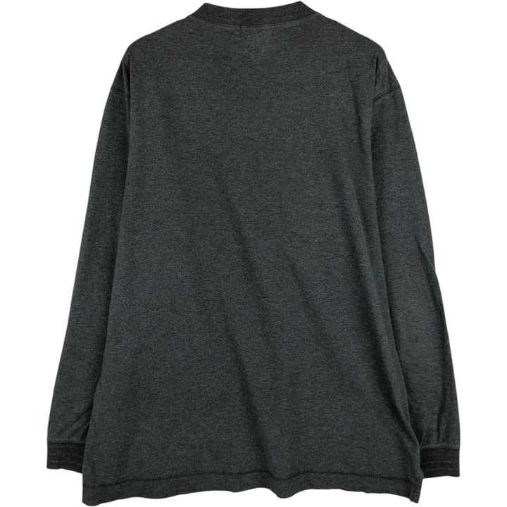 Eddie Bauer Henley Neck Long T-Shirt, Men's Size L cotton gray type Vintage Second Hand