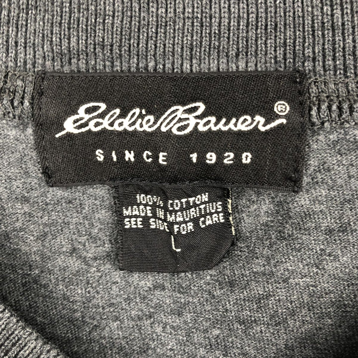 Eddie Bauer Henley Neck Long T-Shirt, Men's Size L cotton gray type Vintage Second Hand
