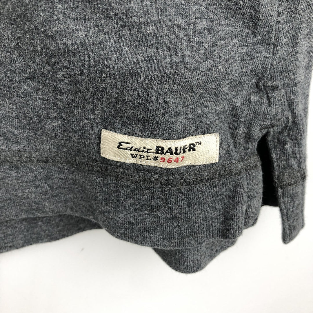 Eddie Bauer Henley Neck Long T-Shirt, Men's Size L cotton gray type Vintage Second Hand
