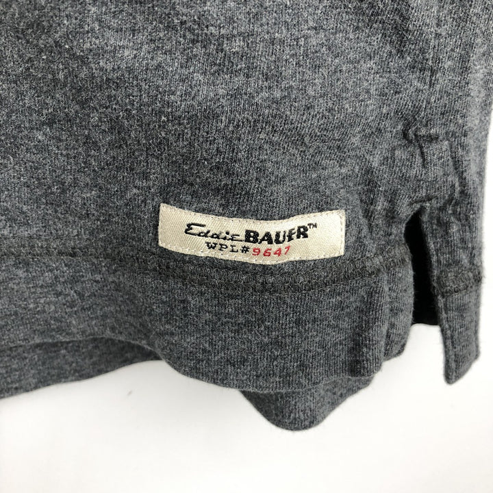 Eddie Bauer Henley Neck Long T-Shirt, Men's Size L cotton gray type Vintage Second Hand