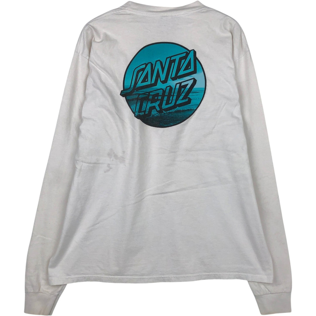 SANTA CRUZ Surf Skate Long-Sleeve T-Shirt (Men's XL equivalent) cotton white type Vintage Second Hand