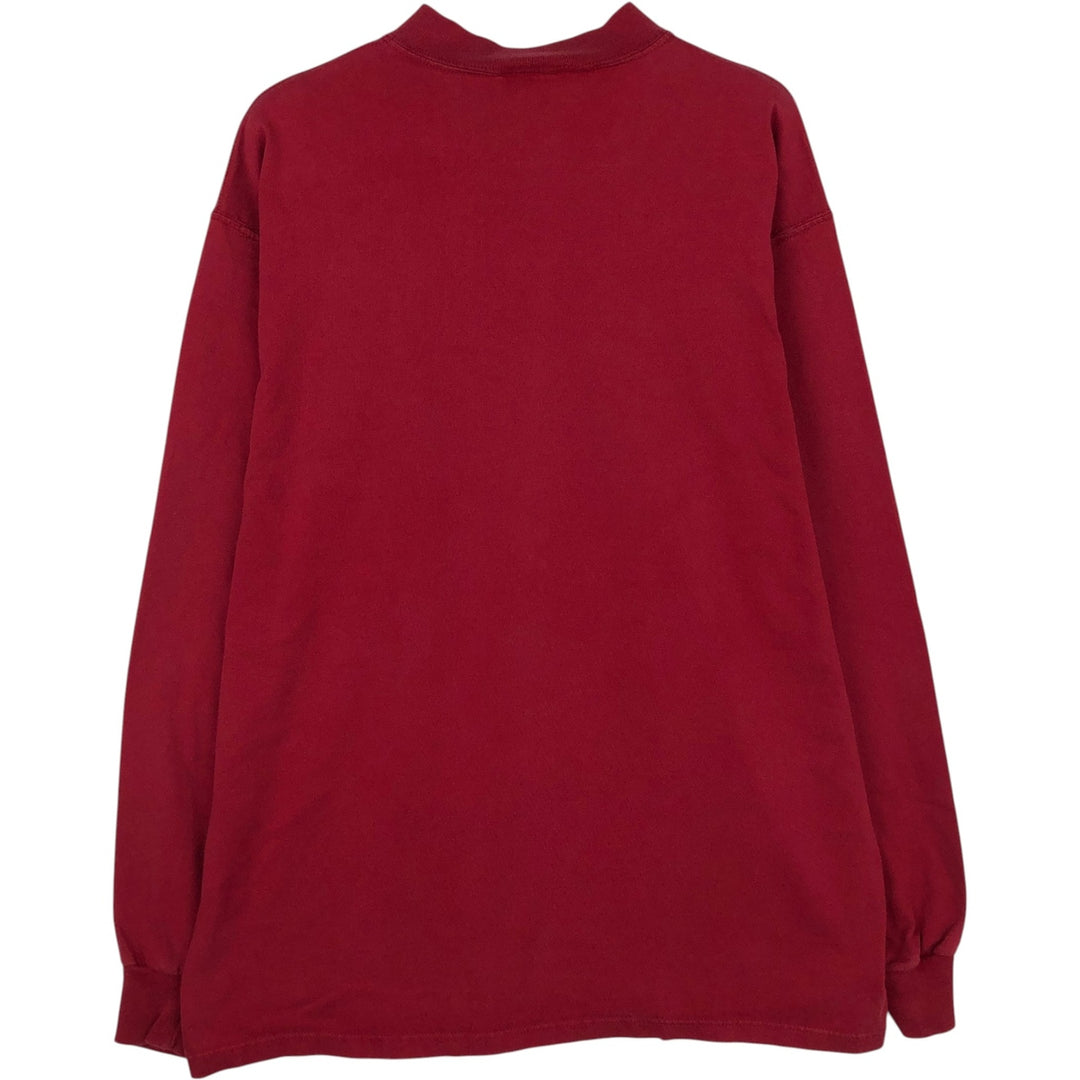90'S Russell Mock Neck Long-Sleeve T-Shirt, Made in USA, Men's Size L (Equivalent), Vintage cotton red type Vintage Second Hand
