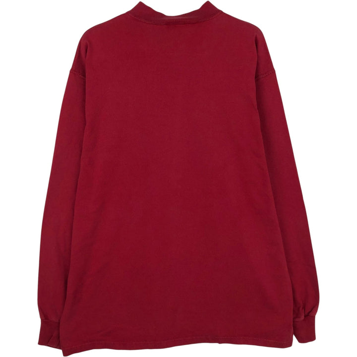 90'S Russell Mock Neck Long-Sleeve T-Shirt, Made in USA, Men's Size L (Equivalent), Vintage cotton red type Vintage Second Hand