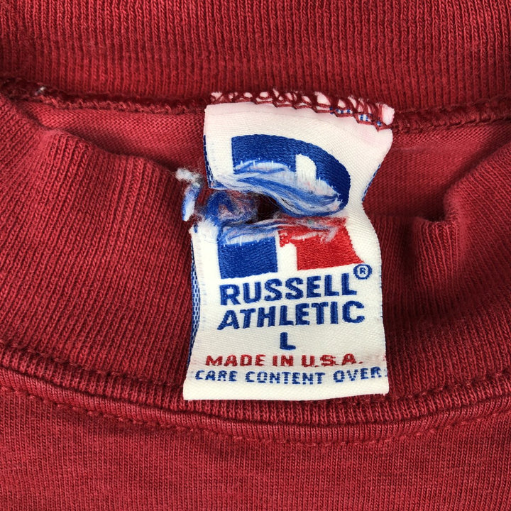 90'S Russell Mock Neck Long-Sleeve T-Shirt, Made in USA, Men's Size L (Equivalent), Vintage cotton red type Vintage Second Hand
