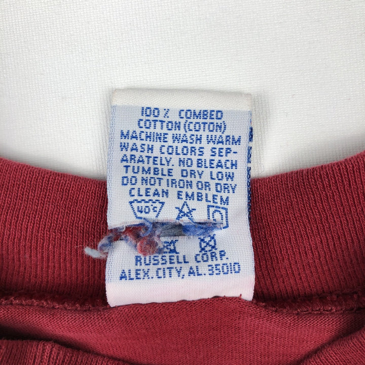 90'S Russell Mock Neck Long-Sleeve T-Shirt, Made in USA, Men's Size L (Equivalent), Vintage cotton red type Vintage Second Hand