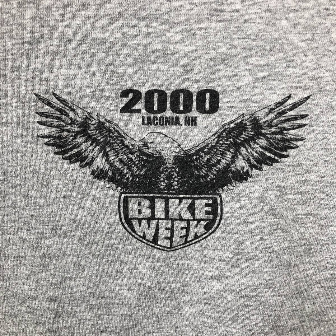 Motorcycle Long-Sleeve T-Shirt, Made in USA, Men's Size L (approx.) cotton gray type Vintage Second Hand