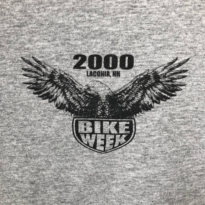 Motorcycle Long-Sleeve T-Shirt, Made in USA, Men's Size L (approx.) cotton gray type Vintage Second Hand