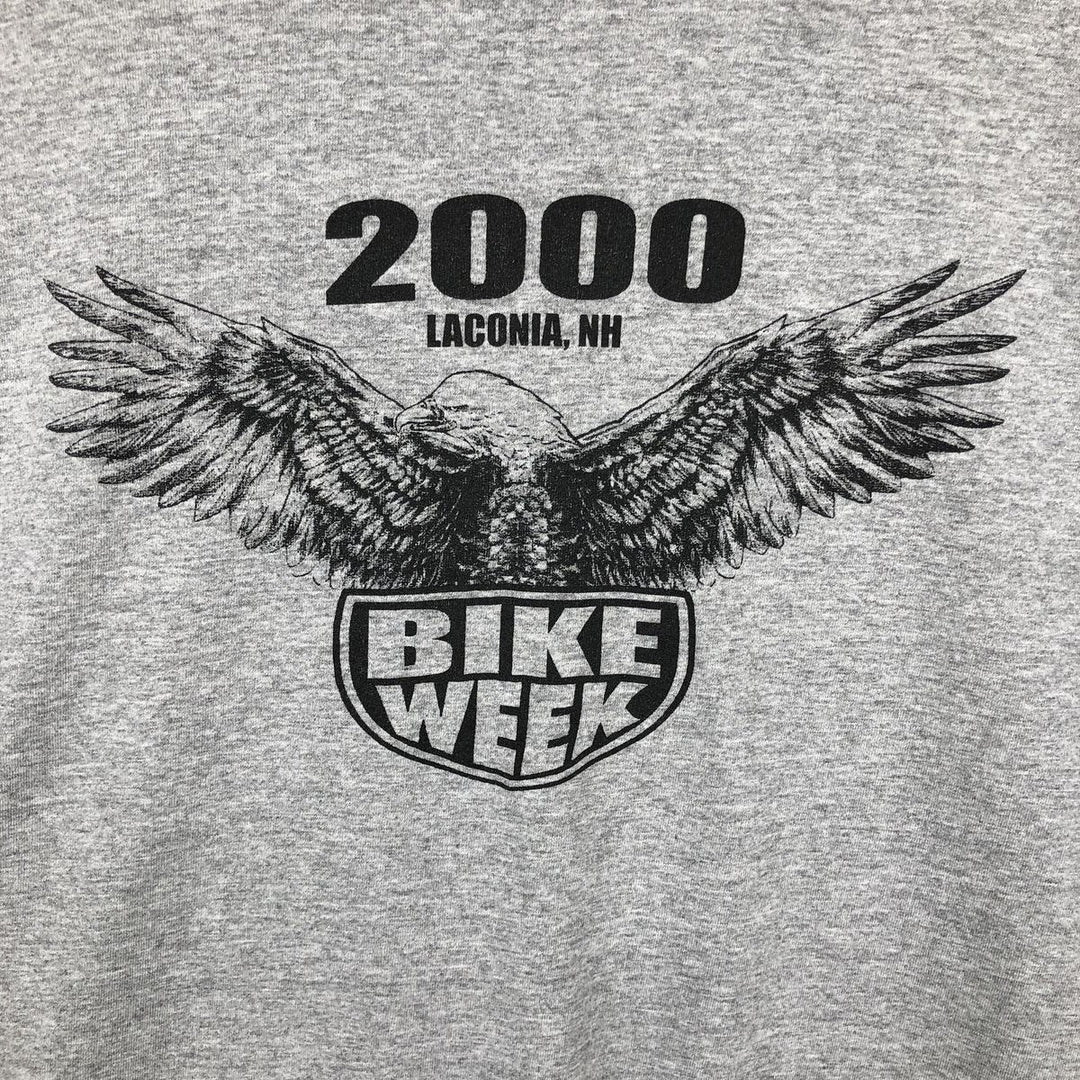 Motorcycle Long-Sleeve T-Shirt, Made in USA, Men's Size L (approx.) cotton gray type Vintage Second Hand