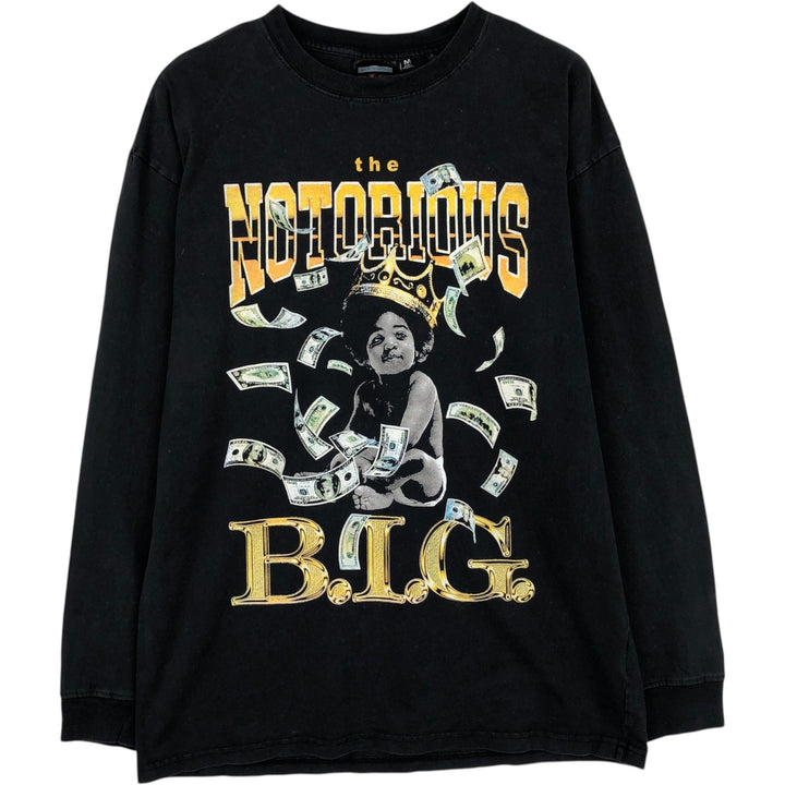 The notorious BIG Long Sleeve Wrap T-Shirt (Men's Size M) others black type Vintage Second Hand