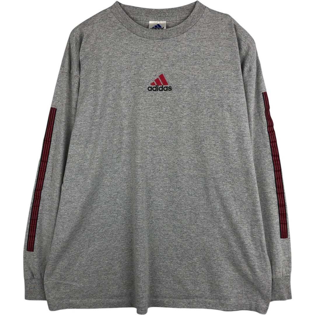 Adidas long-sleeved T-shirt, men's size XXL equivalent. cotton gray type Vintage Second Hand
