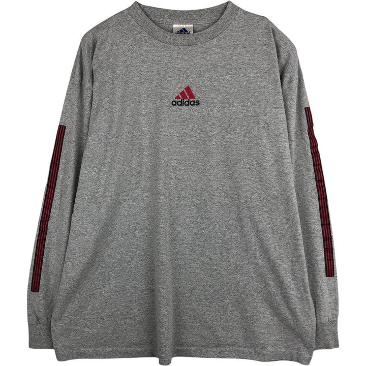 Adidas long-sleeved T-shirt, men's size XXL equivalent. cotton gray type Vintage Second Hand