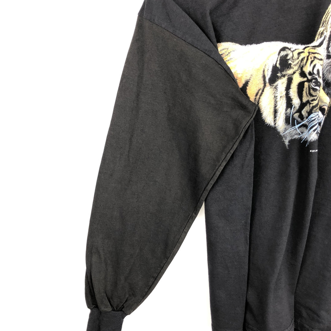 Gildan Tiger Pattern Animal T-Shirt, Men's Size XL (approx.) cotton black type Vintage Second Hand