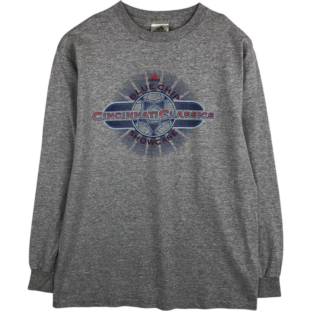 Adidas long-sleeved T-shirt (Men's size S) cotton gray type Vintage Second Hand