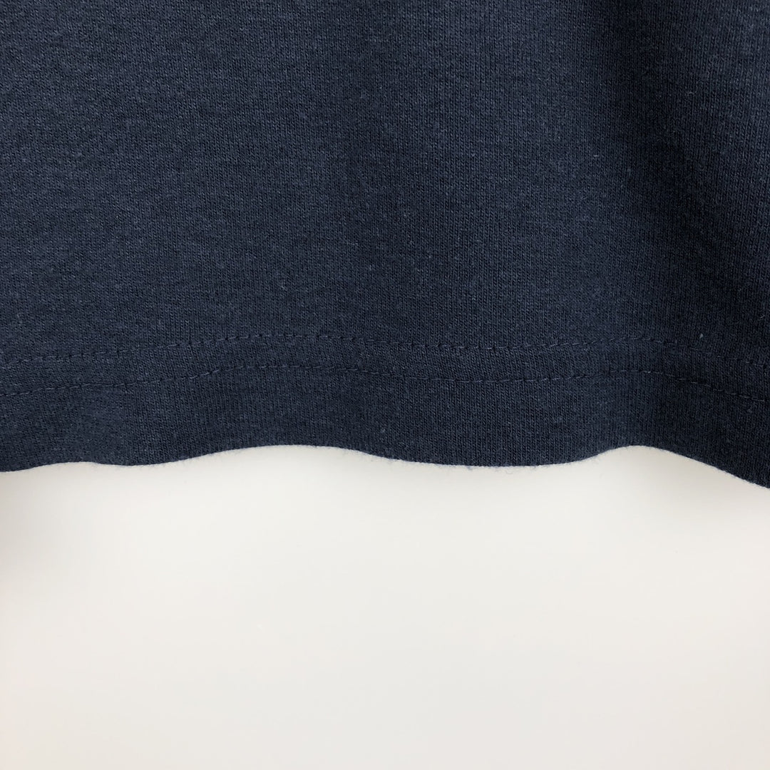 BLUE Henley Neck Long-Sleeve T-Shirt, Made in USA, Men's Size XL (approx.) cotton navy blue type Vintage Second Hand