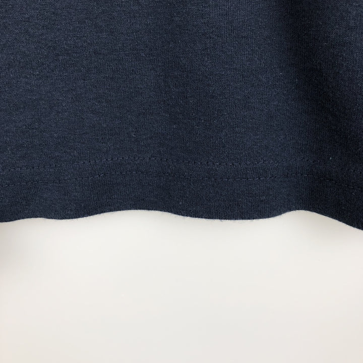 BLUE Henley Neck Long-Sleeve T-Shirt, Made in USA, Men's Size XL (approx.) cotton navy blue type Vintage Second Hand