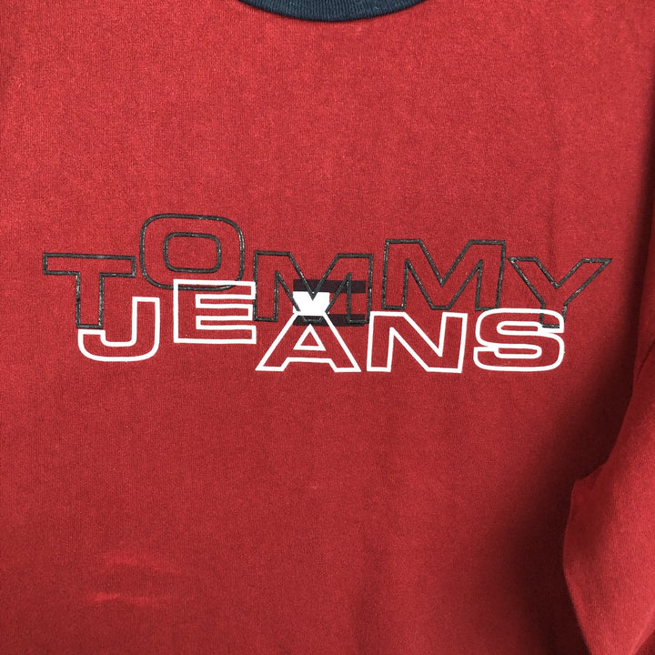 90'S Tommy Hilfiger Long-Sleeve T-Shirt (Men's XXL equivalent) cotton red type Vintage Second Hand