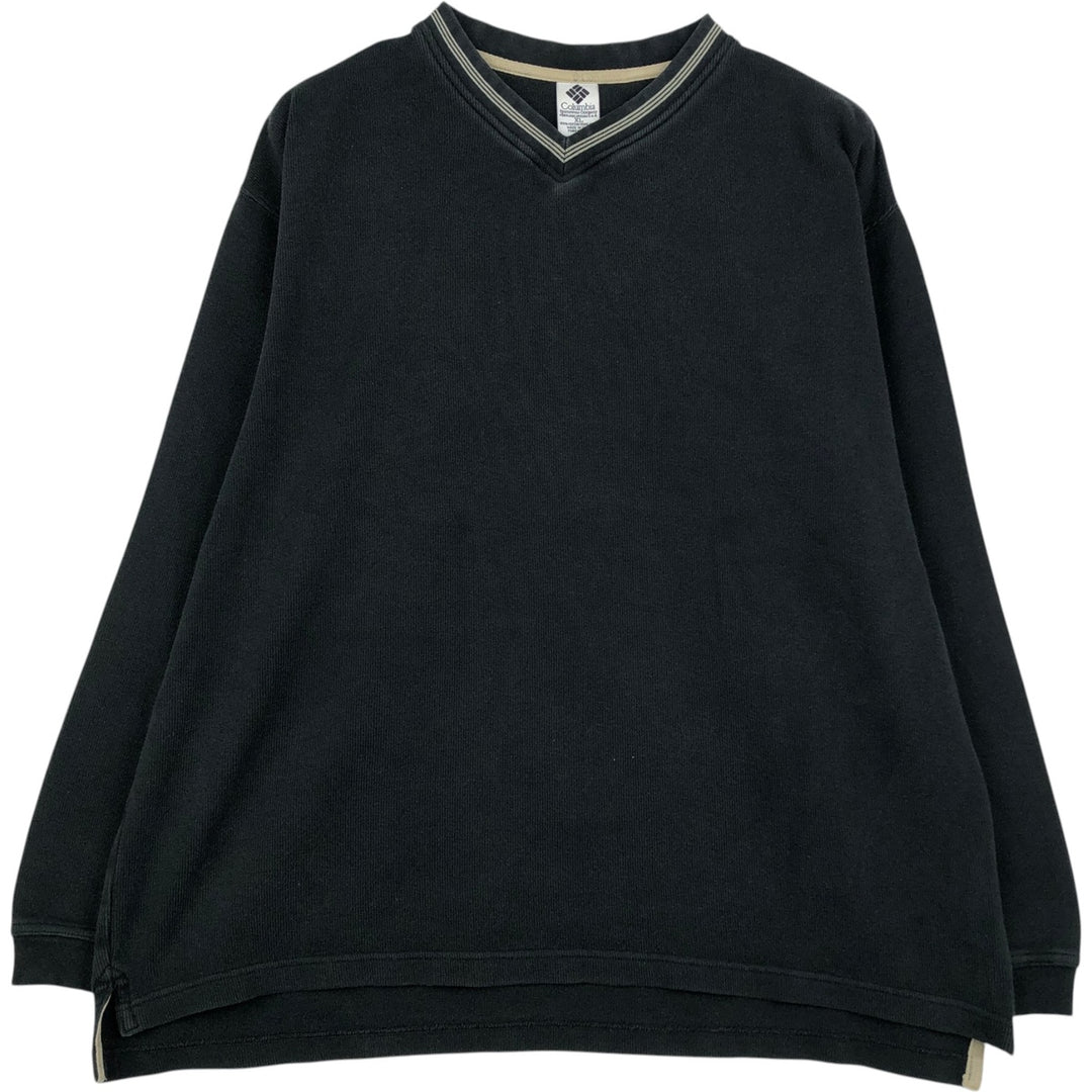 90'S Columbia V-neck Long-sleeve T-shirt, Men's XL equivalent, Vintage cotton black type Vintage Second Hand