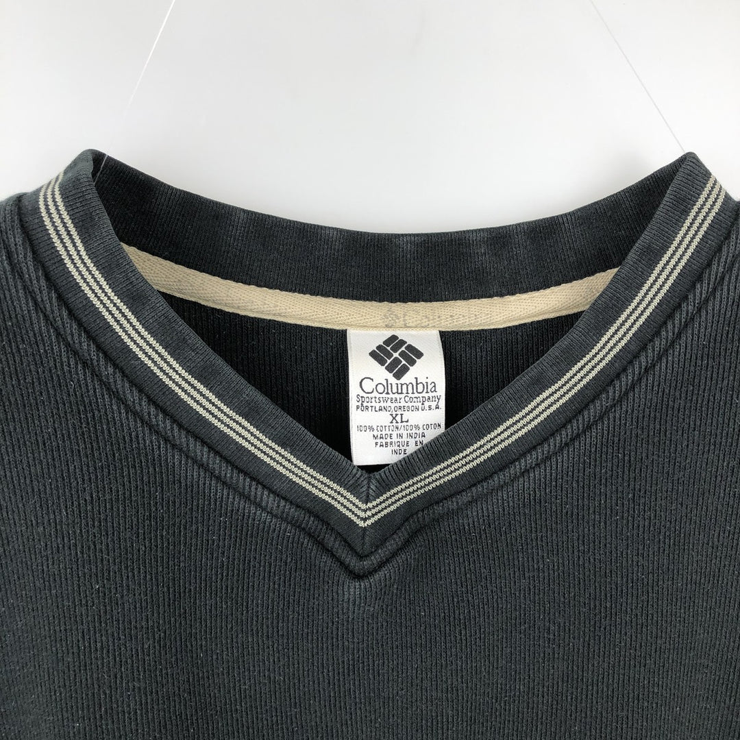 90'S Columbia V-neck Long-sleeve T-shirt, Men's XL equivalent, Vintage cotton black type Vintage Second Hand