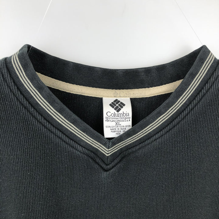 90'S Columbia V-neck Long-sleeve T-shirt, Men's XL equivalent, Vintage cotton black type Vintage Second Hand