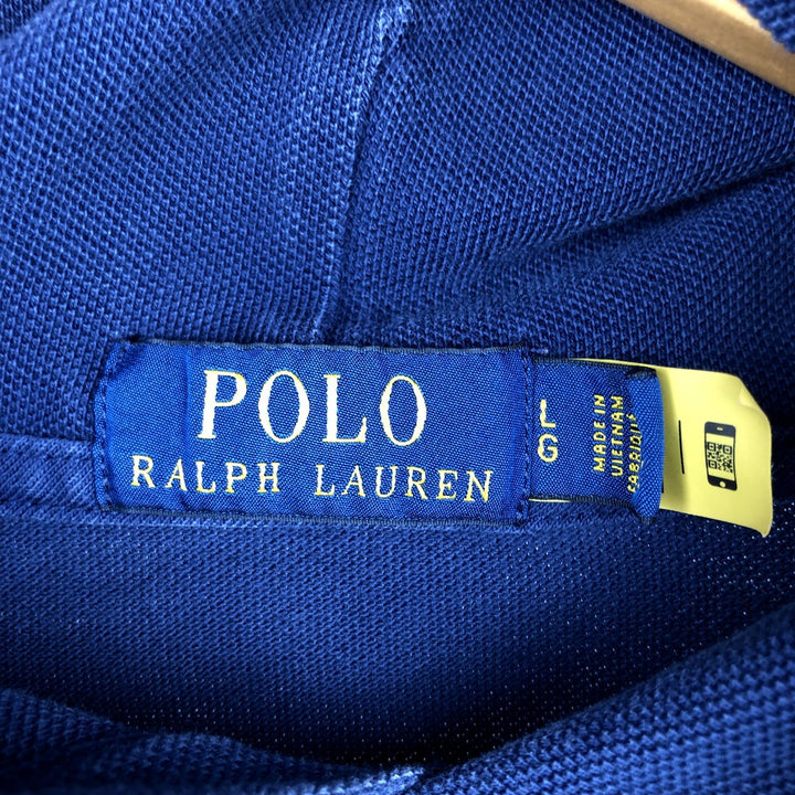 Ralph Lauren POLO RALPH LAUREN Hooded Piqué Long-Sleeve T-Shirt (Men's Size L) unclear navy blue type Vintage Second Hand
