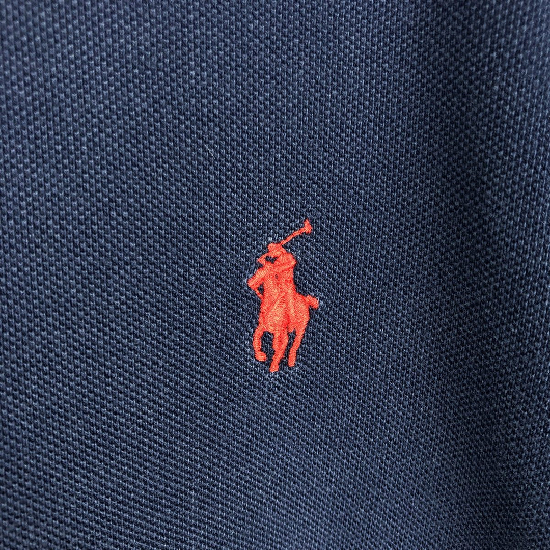 Ralph Lauren POLO RALPH LAUREN Hooded Piqué Long-Sleeve T-Shirt (Men's Size L) unclear navy blue type Vintage Second Hand