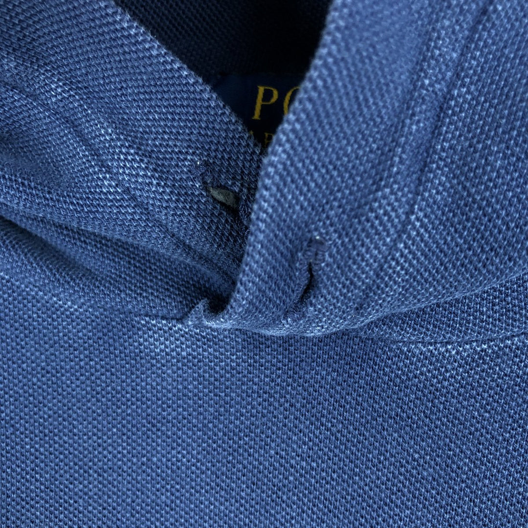 Ralph Lauren POLO RALPH LAUREN Hooded Piqué Long-Sleeve T-Shirt (Men's Size L) unclear navy blue type Vintage Second Hand