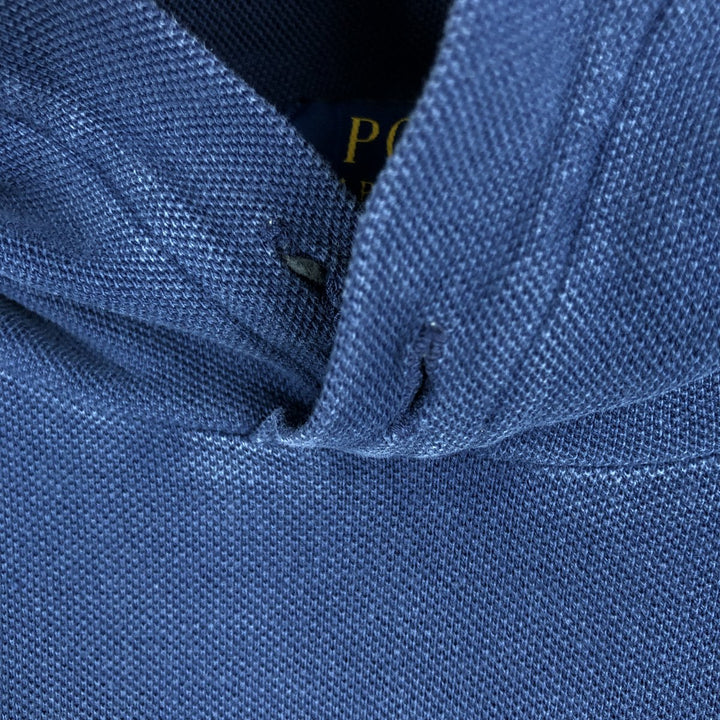 Ralph Lauren POLO RALPH LAUREN Hooded Piqué Long-Sleeve T-Shirt (Men's Size L) unclear navy blue type Vintage Second Hand