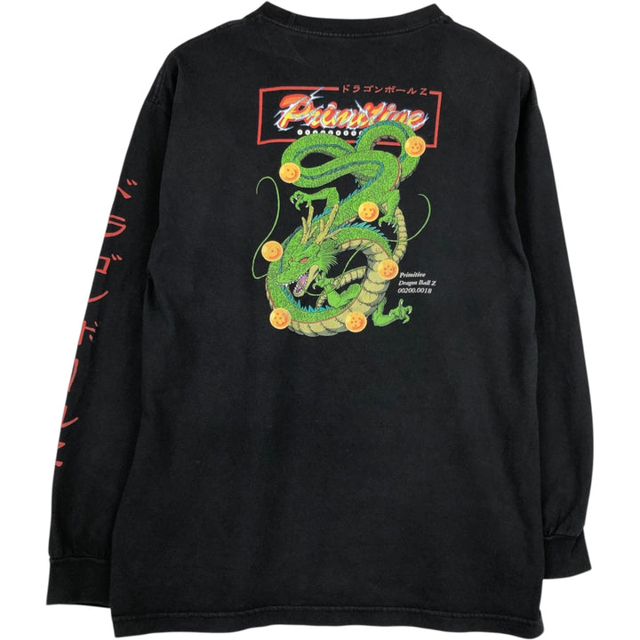 Primitive DRAGONBALL Z Shenron Anime Character Print Long-Sleeve T-Shirt (Men's Size L) cotton black type Vintage Second Hand