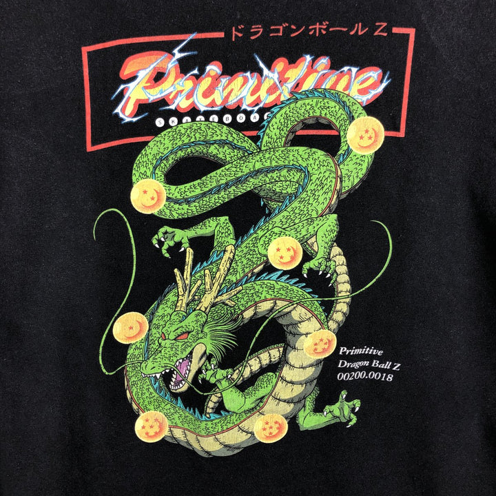 Primitive DRAGONBALL Z Shenron Anime Character Print Long-Sleeve T-Shirt (Men's Size L) cotton black type Vintage Second Hand