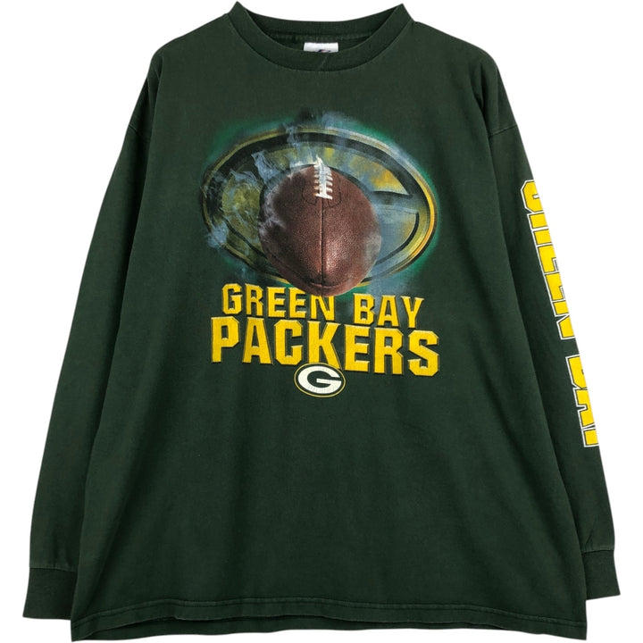 90'S LOGO ATHLETIC NFL Green Bay Packers Long-Sleeve T-Shirt, Made in USA, Men's Size L (Equivalent), Vintage cotton green type Vintage Second Hand