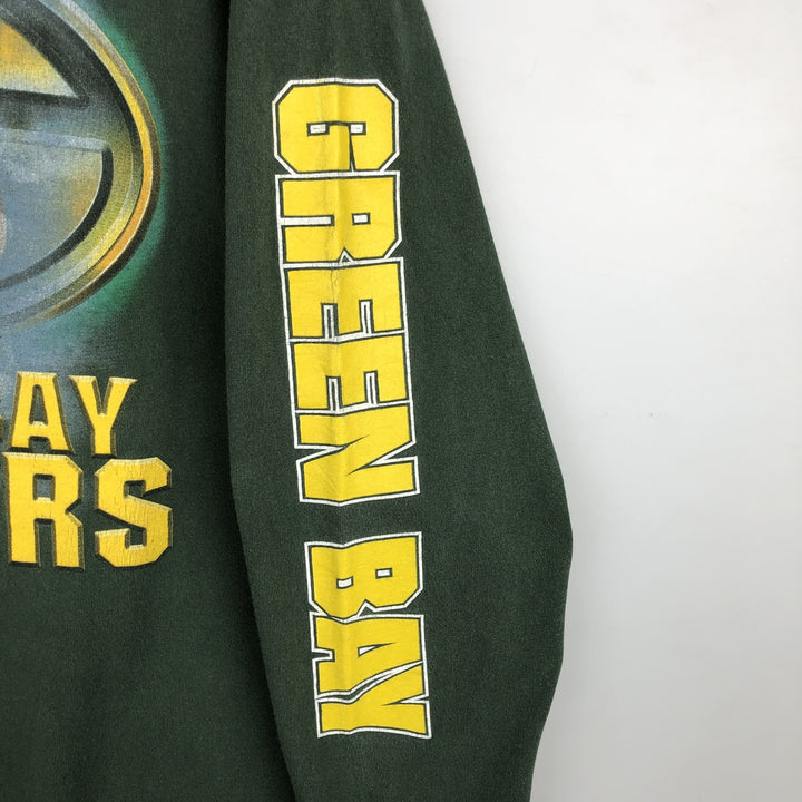 90'S LOGO ATHLETIC NFL Green Bay Packers Long-Sleeve T-Shirt, Made in USA, Men's Size L (Equivalent), Vintage cotton green type Vintage Second Hand