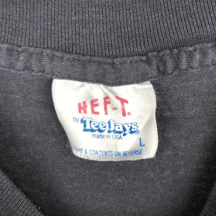 90'S Tee Jays HEF-T Long-Sleeve T-Shirt, Made in USA, Men's Size L (Equivalent), Vintage polyester black type Vintage Second Hand
