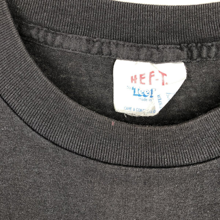 90'S Tee Jays HEF-T Long-Sleeve T-Shirt, Made in USA, Men's Size L (Equivalent), Vintage polyester black type Vintage Second Hand