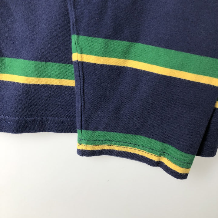 Ralph Lauren POLO RALPH LAUREN Multi-stripe Hooded Long-Sleeve T-Shirt (Men's Size M) cotton navy blue type Vintage Second Hand