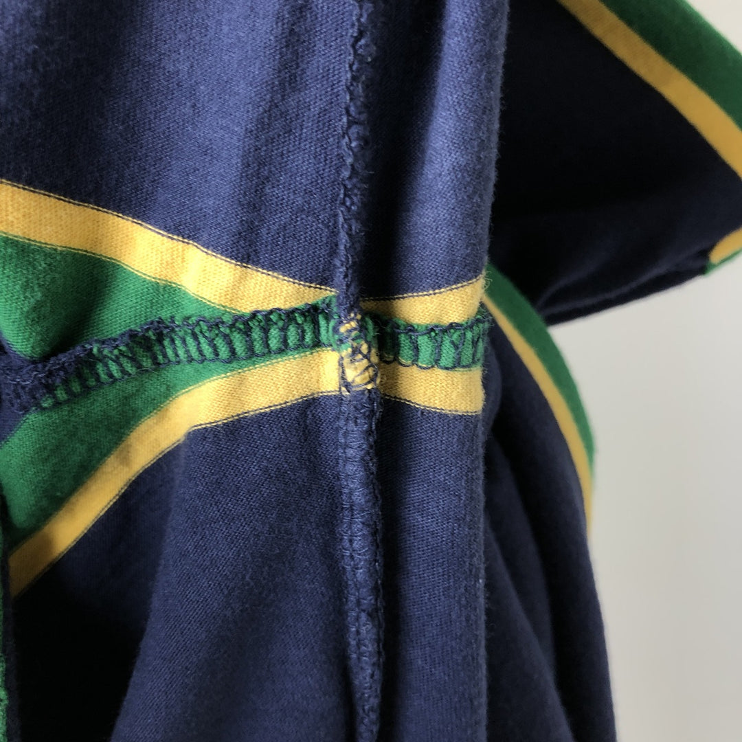 Ralph Lauren POLO RALPH LAUREN Multi-stripe Hooded Long-Sleeve T-Shirt (Men's Size M) cotton navy blue type Vintage Second Hand