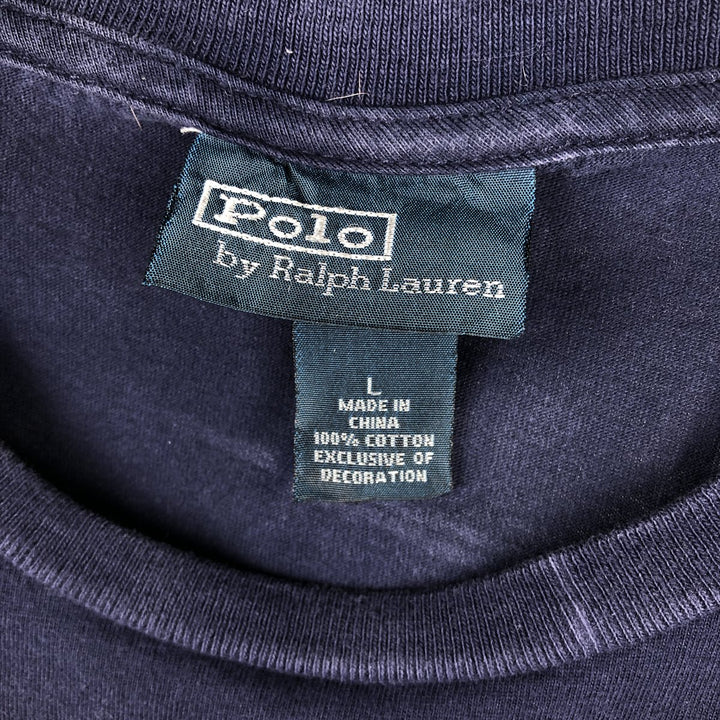 Ralph Lauren POLO by Ralph Lauren long-sleeved T-shirt, men's size L cotton navy blue type Vintage Second Hand