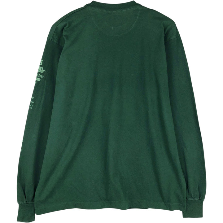 90'S Fruit of the Loom RUN FOR THE ZOO Long-Sleeve T-Shirt, Made in USA, Men's XL equivalent, Vintage cotton Green type dark green Vintage Second Hand