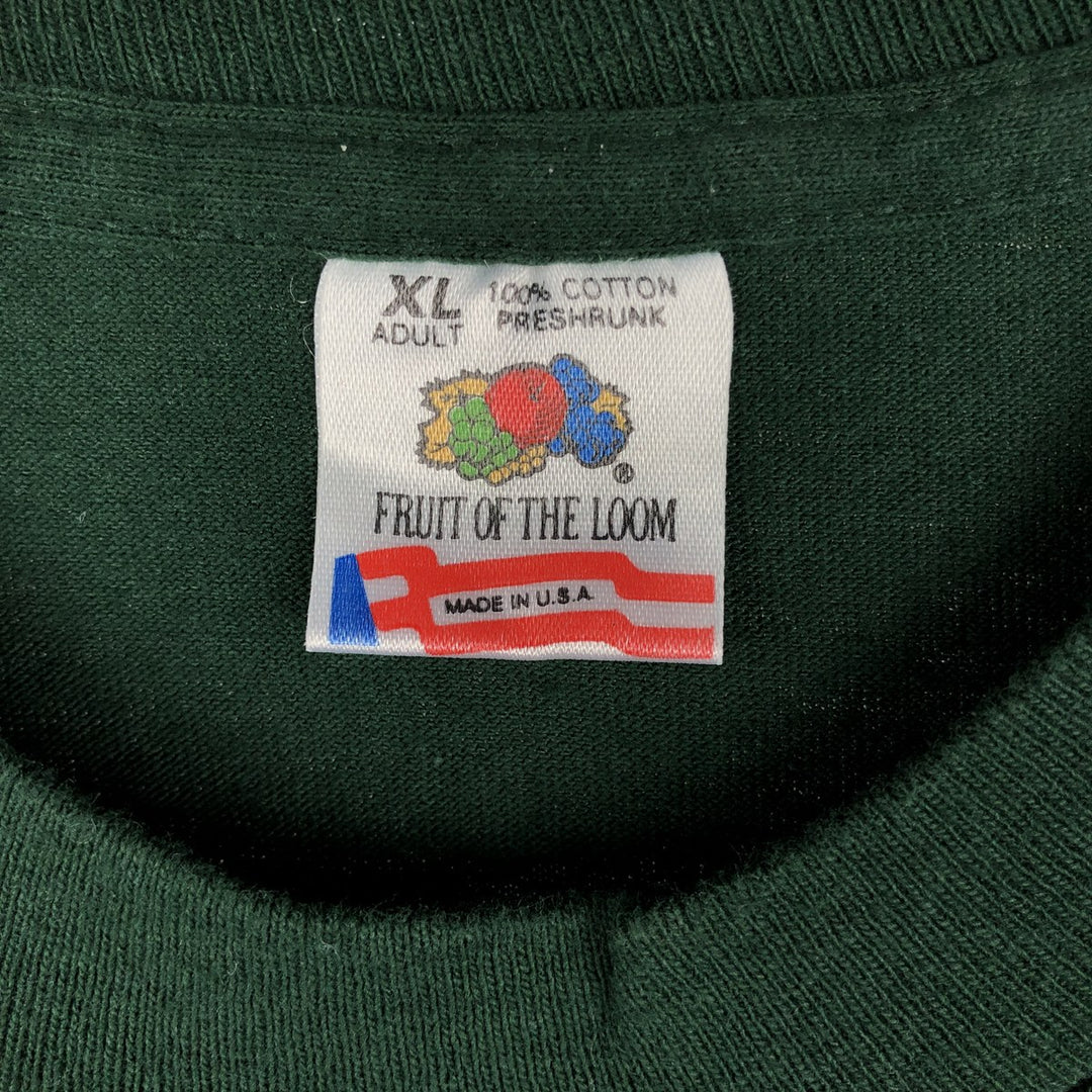 90'S Fruit of the Loom RUN FOR THE ZOO Long-Sleeve T-Shirt, Made in USA, Men's XL equivalent, Vintage cotton Green type dark green Vintage Second Hand