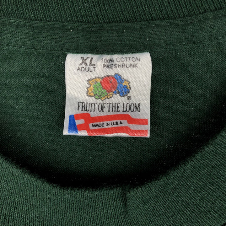 90'S Fruit of the Loom RUN FOR THE ZOO Long-Sleeve T-Shirt, Made in USA, Men's XL equivalent, Vintage cotton Green type dark green Vintage Second Hand