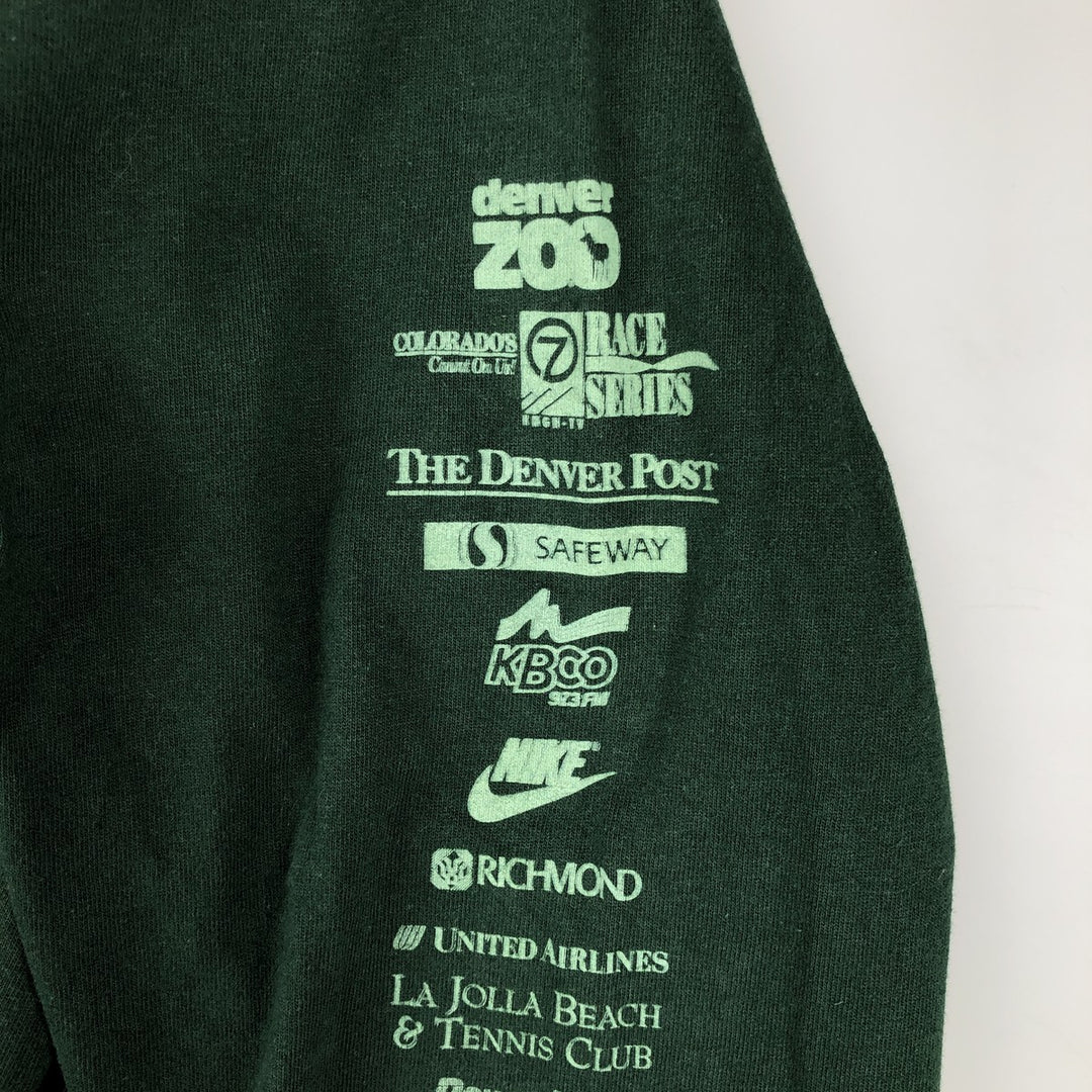 90'S Fruit of the Loom RUN FOR THE ZOO Long-Sleeve T-Shirt, Made in USA, Men's XL equivalent, Vintage cotton Green type dark green Vintage Second Hand