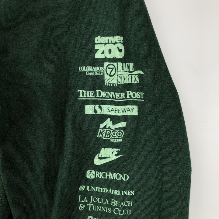 90'S Fruit of the Loom RUN FOR THE ZOO Long-Sleeve T-Shirt, Made in USA, Men's XL equivalent, Vintage cotton Green type dark green Vintage Second Hand