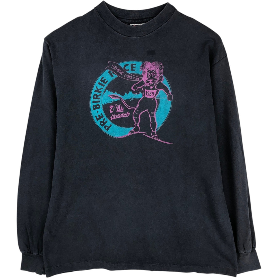 Vintage 1980'S Hanes BEEFY-T Blue Tag Long Sleeve T-Shirt, Made in USA, Men's Size L cotton Charcoal Vintage Second Hand