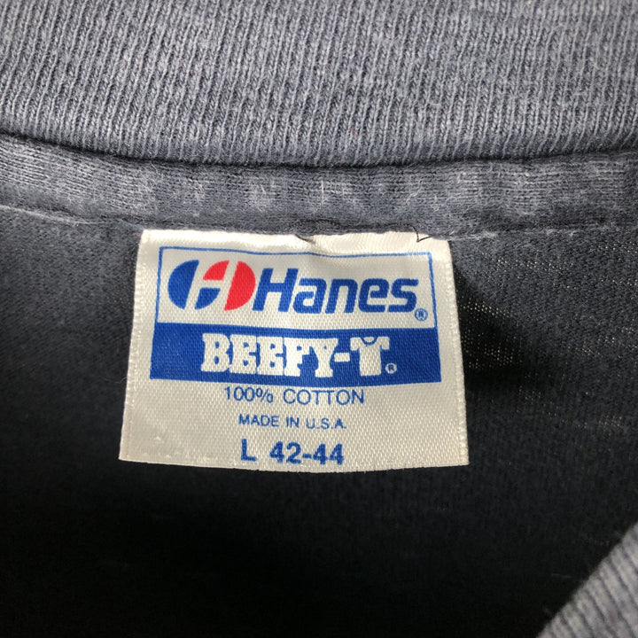 Vintage 1980'S Hanes BEEFY-T Blue Tag Long Sleeve T-Shirt, Made in USA, Men's Size L cotton Charcoal Vintage Second Hand