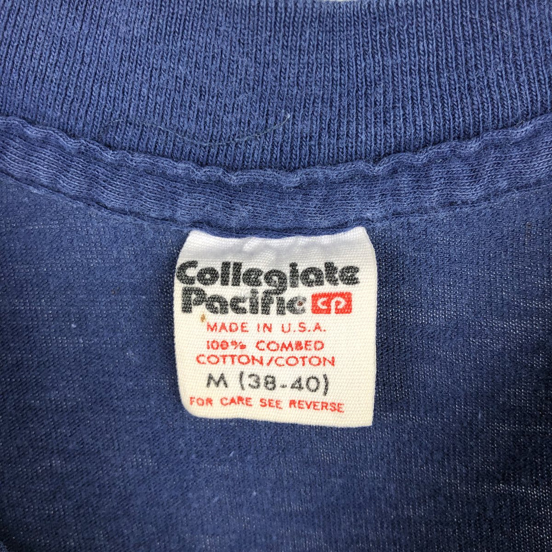 80s-90'S Collegiate Pacific Long-Sleeve T-Shirt, Made in USA, Men's Size M (Equivalent), Vintage cotton navy blue type Vintage Second Hand