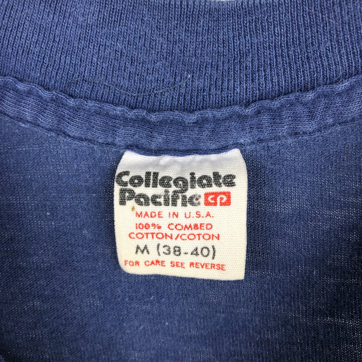 80s-90'S Collegiate Pacific Long-Sleeve T-Shirt, Made in USA, Men's Size M (Equivalent), Vintage cotton navy blue type Vintage Second Hand